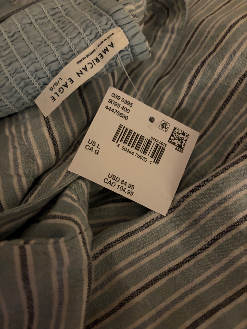 American Eagle Outfitters Light Blue Striped Midi Dress with Front Slit - Picture 4 of 4